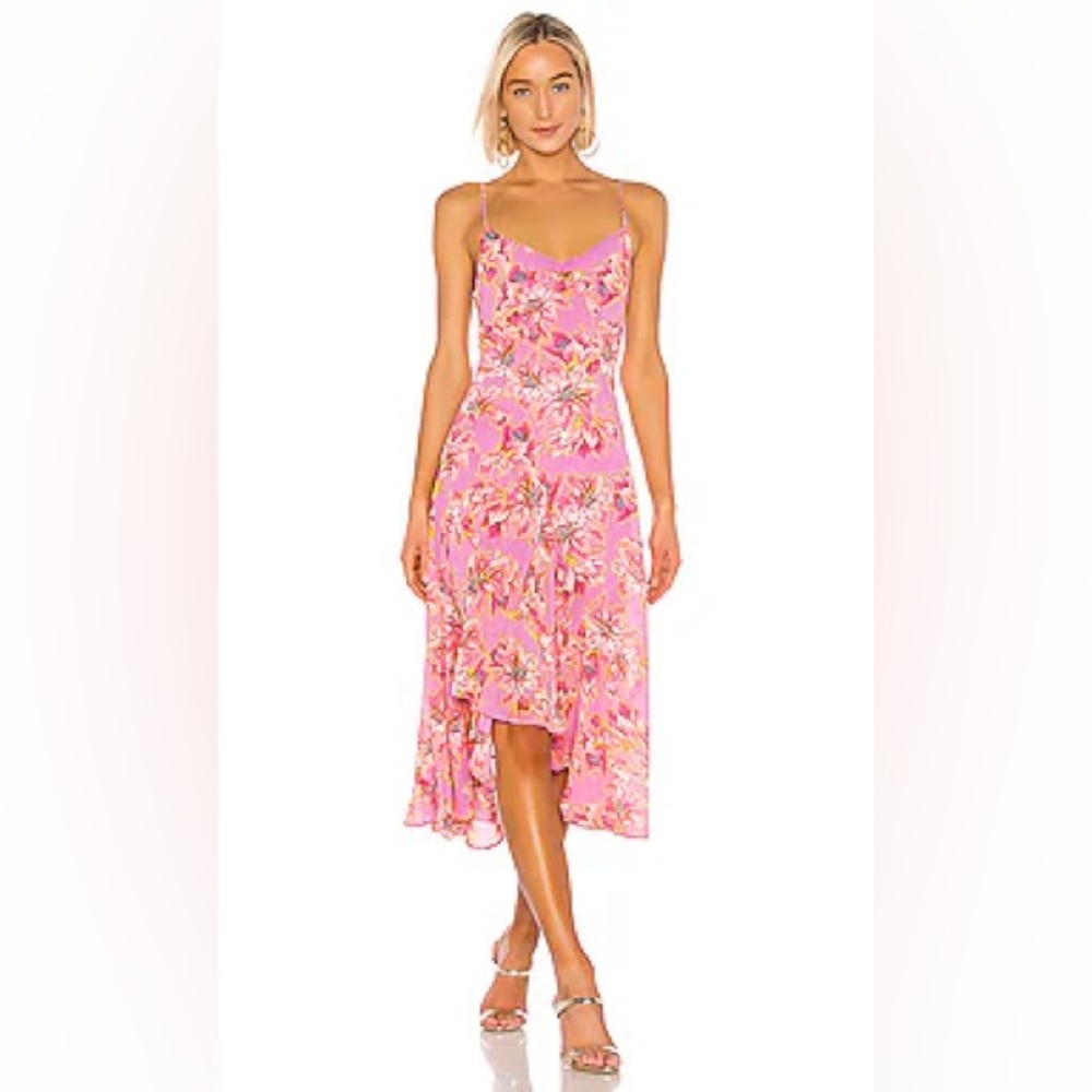 Astr the label Janine dress in lavender and pink floral, worn once, size small.